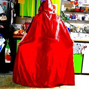 Cape Deluxe reversible black, red  costume Cape with hood, silhouette scene